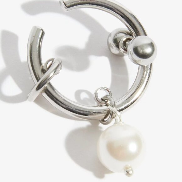 Justine Clenquet silver tone pearl hoop ear cuff - Picture 4 of 5